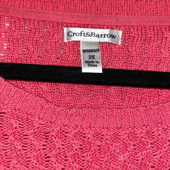 {Croft & Barrow} Scoop Neck Pink Knit Sweater - Picture 5 of 8